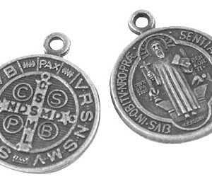 C70 Small St Benedict Jubilee Antique Silver Finish Medal Round